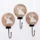 3 Pieces Brown Wooden Rain Deer Hooks For Wall